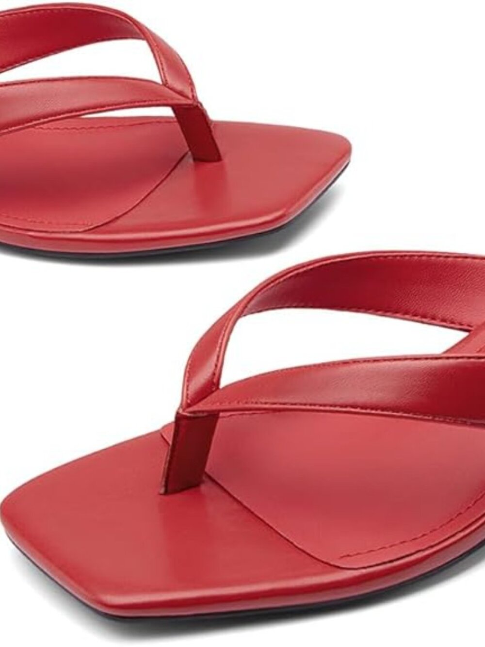 Women's Kitten Heels Flip Flops Square Toe Low Heels Slip On Comfortable Summer - Picture 3 of 4